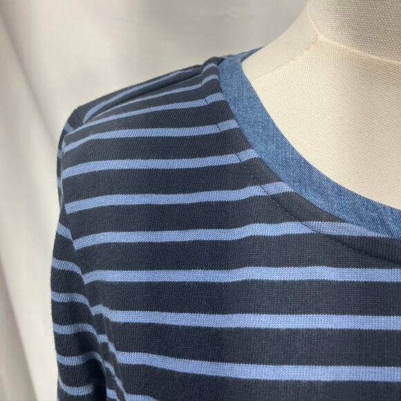 J. Jill Striped Shift Dress Blue Cotton Denim 3/4 Sleeve Women MP Spring Classic - Picture 2 of 16